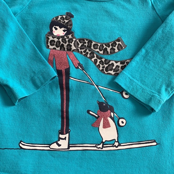 Gymboree Blue Ski Girl Penguin Top 12-18M EUC - Picture 7 of 10